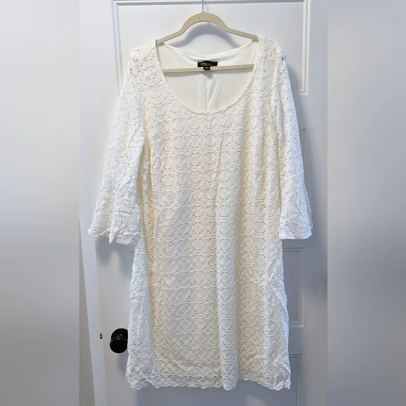 Ronni Nicole 3/4 Sleeve Lace Sheath Dress, Womens, Size 18, White